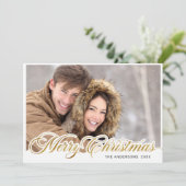 Eenvoudig Elegant Merry Kerstmis 4 PHOTO Greep Feestdagenkaart (Staand voorkant)