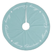 Eenvoudig Elegant Merry Kerstmis blauw Fleece Kerstboom Rok (Voorkant)