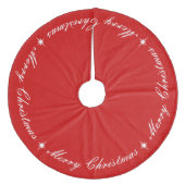 Eenvoudig Elegant Merry Red and White Script Fleece Kerstboom Rok (Voorkant)