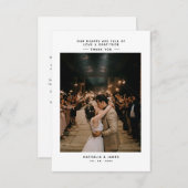 Eenvoudig elegant met fotobruiloft bedankkaart (Voorkant / Achterkant)