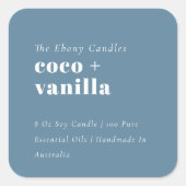 Eenvoudig Elegant Minimaal Dusky Blauw Kaars Label (Voorkant)