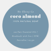 Eenvoudig Elegant Minimaal Dusky Blauw Zeep Label (Voorkant)