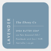 Eenvoudig Elegant Minimaal Dusky Blauw Zeep Label (Voorkant)