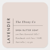 Eenvoudig Elegant Minimaal Dusky Blush Zeep Label (Voorkant)