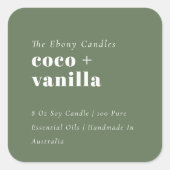 Eenvoudig Elegant Minimaal Rustiek Groene Kaars La Vierkante Sticker (Voorkant)