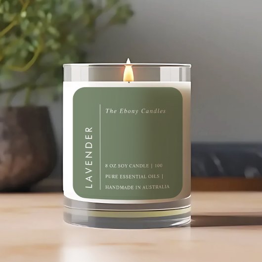 Eenvoudig Elegant Minimaal Rustiek Groene Kaars La Vierkante Sticker