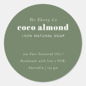 Eenvoudig Elegant Minimaal Rustiek Groene Zeep Lab Ronde Sticker (Voorkant)