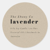Eenvoudig Elegant Minimaal Rustiek Kraft Kaarsenla Ronde Sticker (Voorkant)