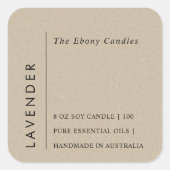Eenvoudig Elegant Minimaal Rustiek Kraft Kaarsenla Vierkante Sticker (Voorkant)