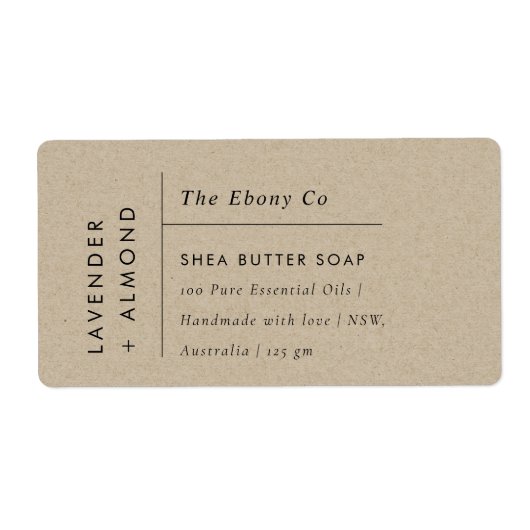 Eenvoudig Elegant Minimaal Rustiek Kraft Zeep Labe Etiket (Voorkant)