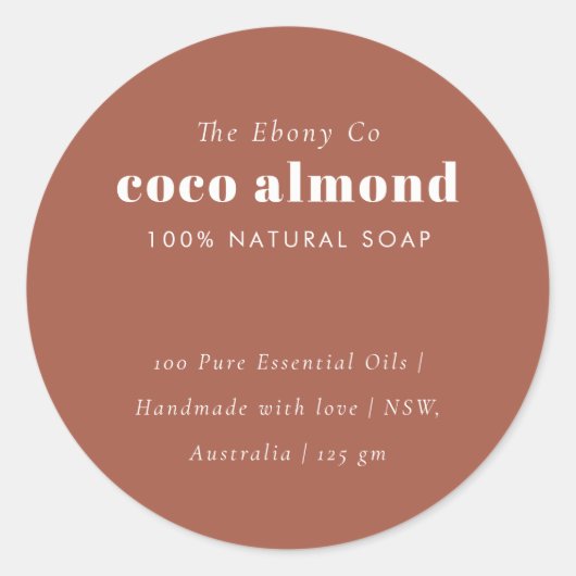 Eenvoudig Elegant Minimaal Rustiek Rust Zeep Label (Voorkant)