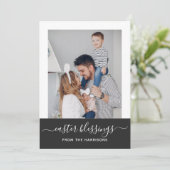 Eenvoudig Elegant Minimaal Script Familie Foto Pas Feestdagenkaart (Staand voorkant)