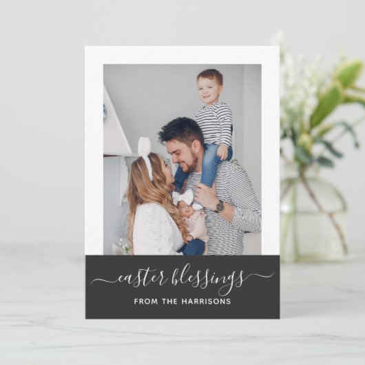 Eenvoudig Elegant Minimaal Script Familie Foto Pas Feestdagenkaart (Staand voorkant)