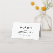 Eenvoudig Elegant Minimaal Script Zwarte Namen Tro Plaatskaartje (Voorkant)