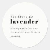 Eenvoudig Elegant Minimaal Zwart & Wit Kaarsetiket Ronde Sticker (Voorkant)