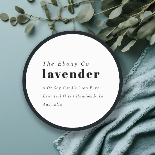 Eenvoudig Elegant Minimaal Zwart & Wit Kaarsetiket Ronde Sticker