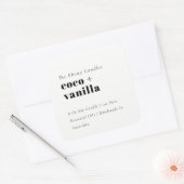 Eenvoudig Elegant Minimaal Zwart & Wit Kaarsetiket Vierkante Sticker (Envelop)
