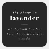 Eenvoudig Elegant Minimaal Zwart & Wit Kaarsetiket Vierkante Sticker (Voorkant)