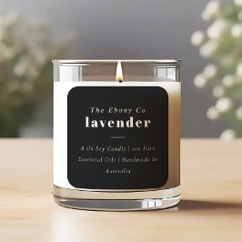 Eenvoudig Elegant Minimaal Zwart & Wit Kaarsetiket Vierkante Sticker