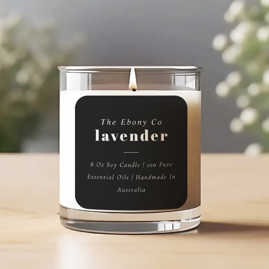 Eenvoudig Elegant Minimaal Zwart & Wit Kaarsetiket Vierkante Sticker