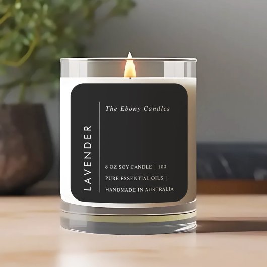 Eenvoudig Elegant Minimaal Zwart & Wit Kaarsetiket Vierkante Sticker