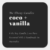 Eenvoudig Elegant Minimaal Zwart & Wit Kaarsetiket Vierkante Sticker (Voorkant)