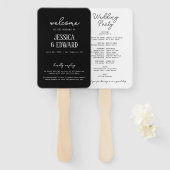 Eenvoudig Elegant Minimaal Zwart Wit Trouwprogramm Handwaaier (Voorkant en achterkant)