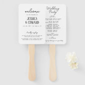 Eenvoudig Elegant Minimaal Zwart Wit Trouwprogramm Handwaaier (Voorkant en achterkant)