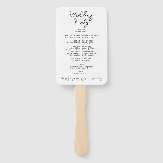 Eenvoudig Elegant Minimaal Zwart Wit Trouwprogramm Handwaaier (Achterkant)