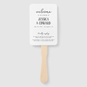 Eenvoudig Elegant Minimaal Zwart Wit Trouwprogramm Handwaaier (Voorkant)