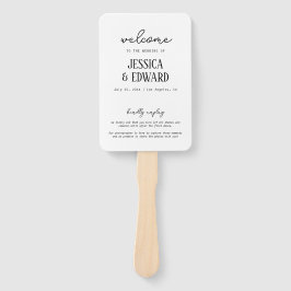 Eenvoudig Elegant Minimaal Zwart Wit Trouwprogramm Handwaaier