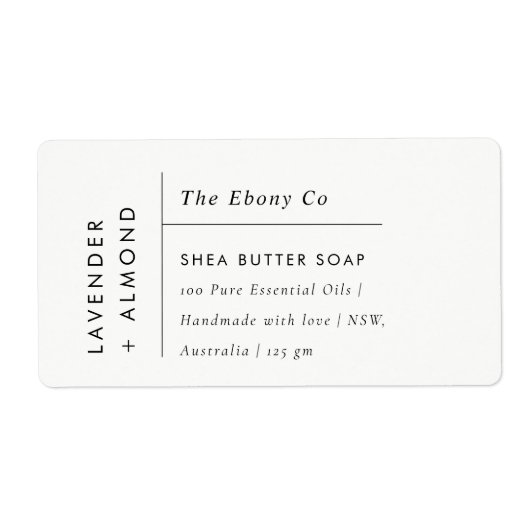 Eenvoudig Elegant Minimaal Zwart & Wit Zeep Label (Voorkant)