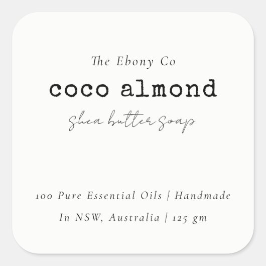 Eenvoudig Elegant Minimaal Zwart & Wit Zeep Label (Voorkant)