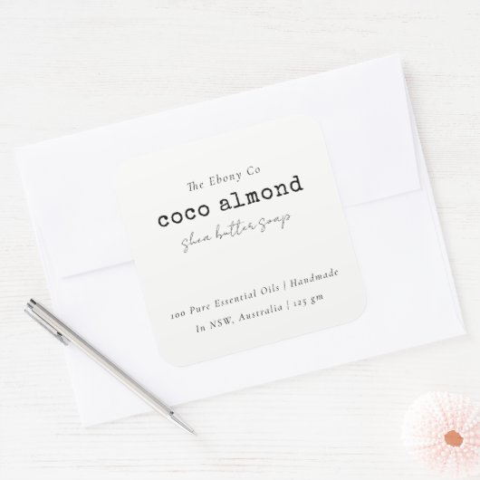 Eenvoudig Elegant Minimaal Zwart & Wit Zeep Label (Envelop)