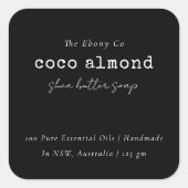 Eenvoudig Elegant Minimaal Zwart & Wit Zeep Label (Voorkant)