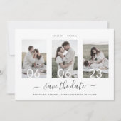 Eenvoudig Elegant Minimal 4 Photo Collage Wedding Save The Date (Voorkant)