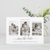 Eenvoudig Elegant Minimal 4 Photo Collage Wedding Save The Date (Staand voorkant)