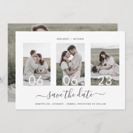 Eenvoudig Elegant Minimal 4 Photo Collage Wedding Save The Date