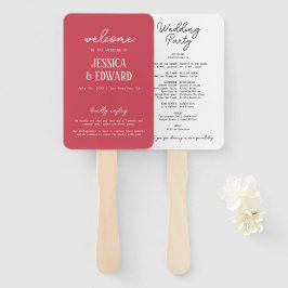 Eenvoudig Elegant Minimal Brick Red Wedding Progra Handwaaier