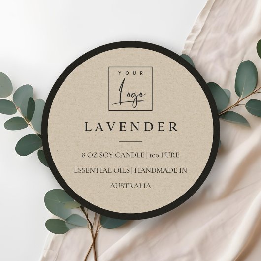 Eenvoudig Elegant Minimal Kraft Logo Kaarsetiket Ronde Sticker