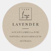 Eenvoudig Elegant Minimal Kraft Logo Kaarsetiket Ronde Sticker (Voorkant)