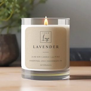 Eenvoudig Elegant Minimal Kraft Logo Kaarsetiket Vierkante Sticker