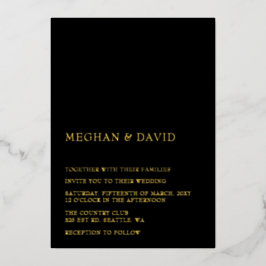 Eenvoudig Elegant Minimal Modern Black Wedding Folie Uitnodiging