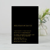 Eenvoudig Elegant Minimal Modern Black Wedding Folie Uitnodiging (Staand Voorkant)