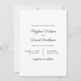 Eenvoudig Elegant Minimal Modern Black Wedding Kaart
