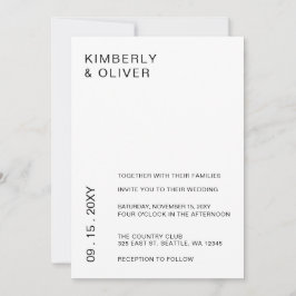 Eenvoudig Elegant Minimal Modern Black Wedding Kaart