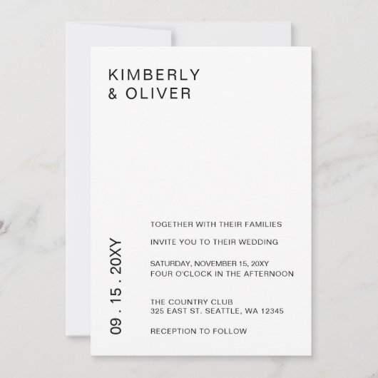 Eenvoudig Elegant Minimal Modern Black Wedding Kaart (Voorkant)
