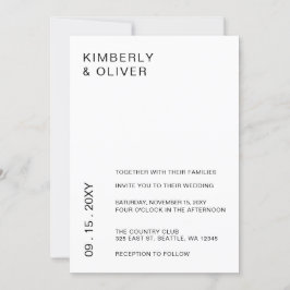 Eenvoudig Elegant Minimal Modern Black Wedding Kaart