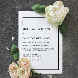 Eenvoudig Elegant Minimal Modern Black Wedding Kaart