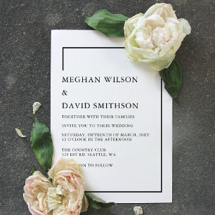 Eenvoudig Elegant Minimal Modern Black Wedding Kaart
